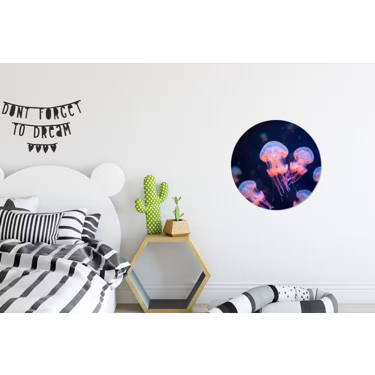Dier - Onderwater - Natuur - Roze - Mysterieus Wandcirkel aluminium klein -kinderkamer
