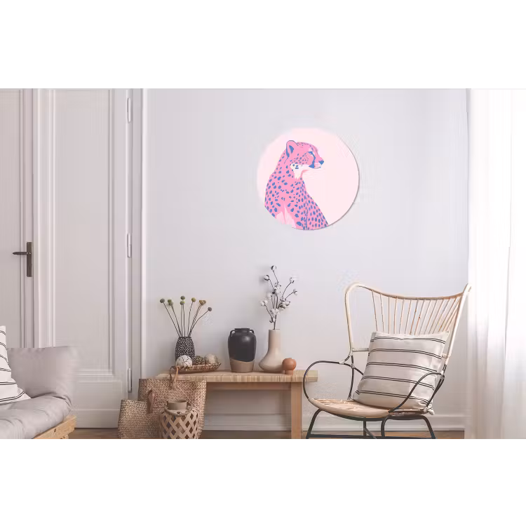 Dieren - Profiel - Abstract - Roze - Blauw Wandcirkel aluminium klein -woonkamer