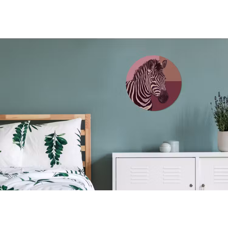 Dieren - Zebrahoofd - Wildlife - Modern - Bruin Wandcirkel aluminium klein -slaapkamer
