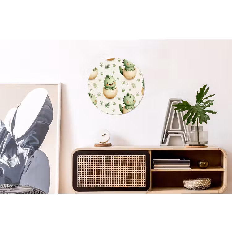 Dino - Eieren - Groen Wandcirkel aluminium klein 190 -kantoor