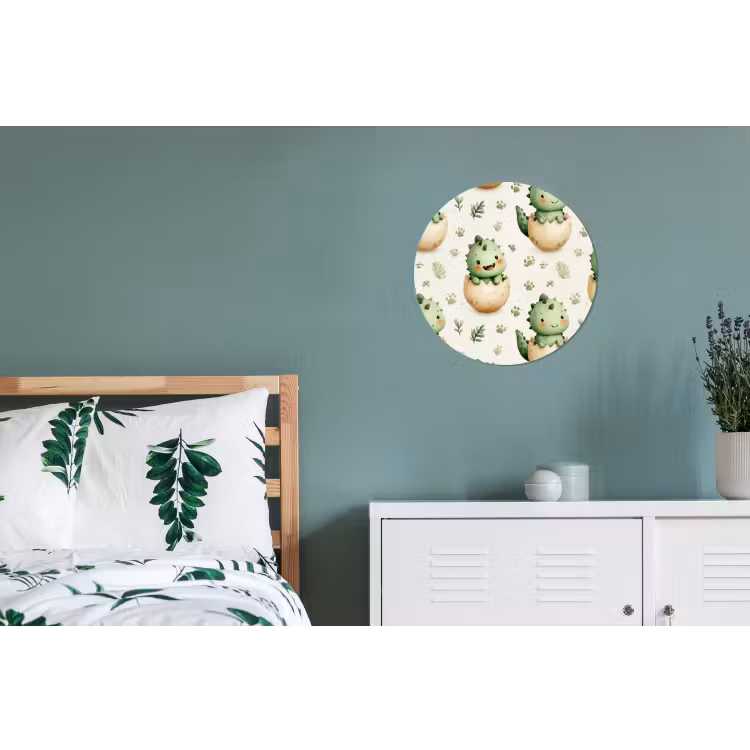 Dino - Eieren - Groen Wandcirkel aluminium klein 190 -slaapkamer