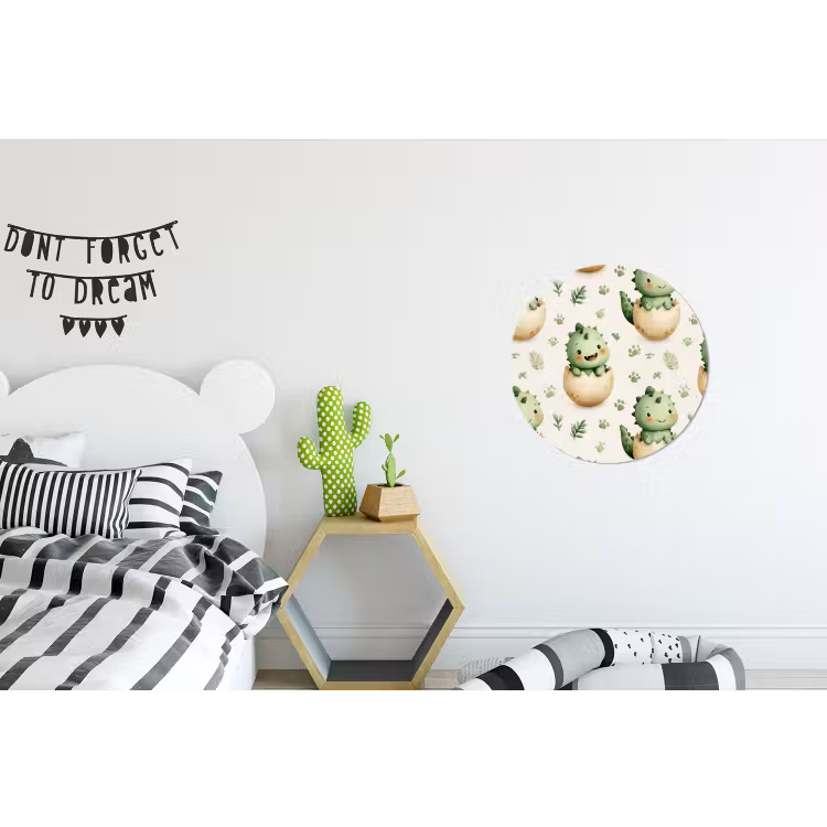 Dino - Eieren - Groen Wandcirkel aluminium klein 190 -kinderkamer