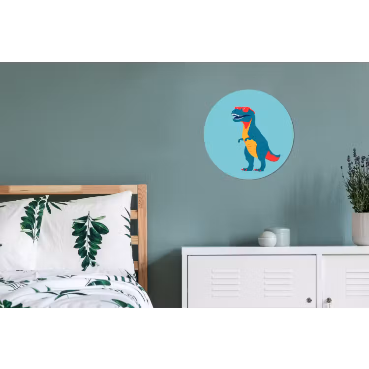 Dinosaurus - Blauw - Zonnebril Wandcirkel aluminium klein -slaapkamer