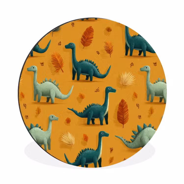 Dinosaurussen - Stekels - Herfstbladeren - Bruin Wandcirkel aluminium klein -3d