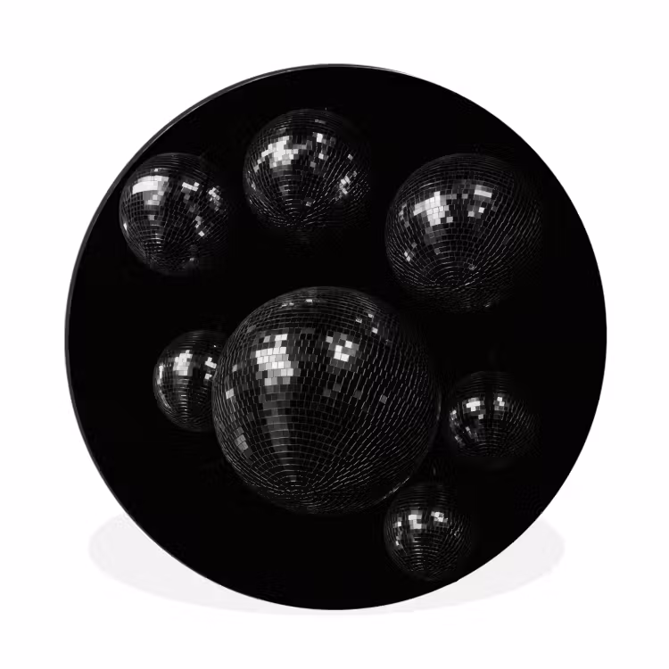 Discoballen - Minimalistisch - Zwart Wandcirkel aluminium klein -3d