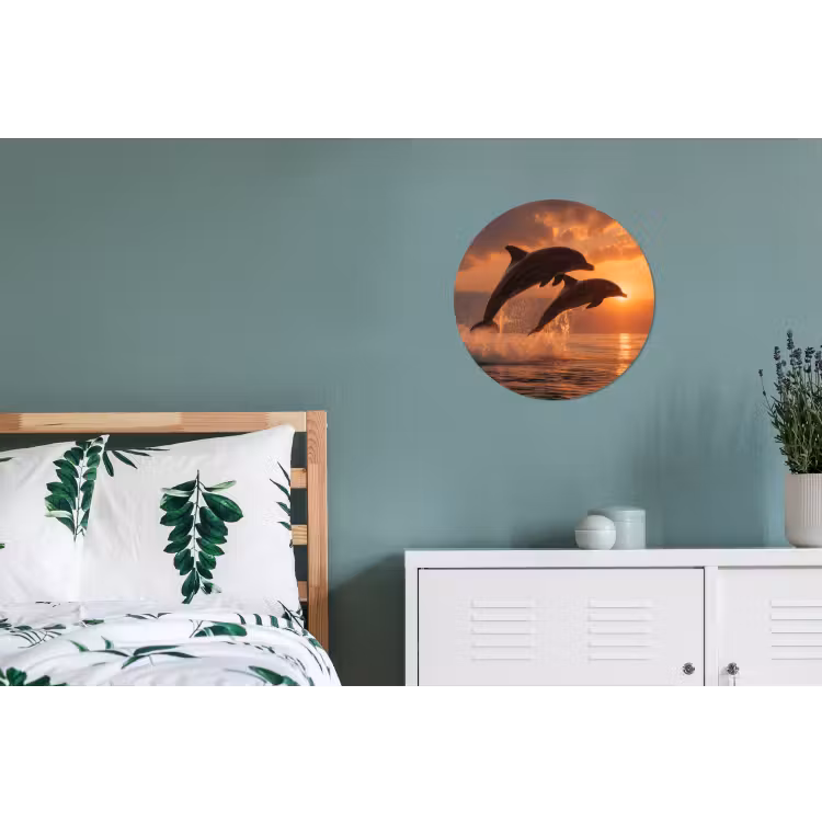 Dolfijnen - Zee - Realistisch Wandcirkel aluminium klein -slaapkamer