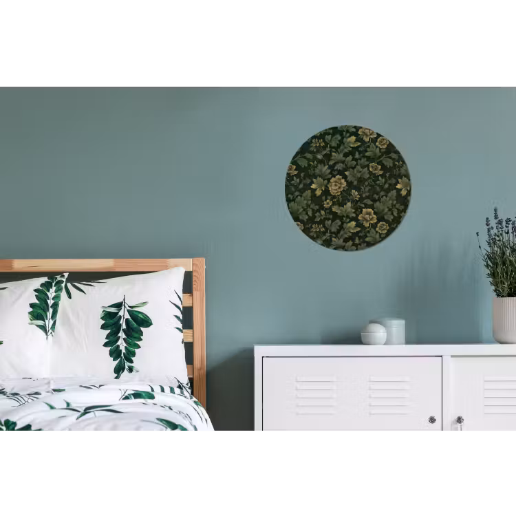 Donker - Groen - Goud - Botanisch Wandcirkel aluminium klein 190 -slaapkamer