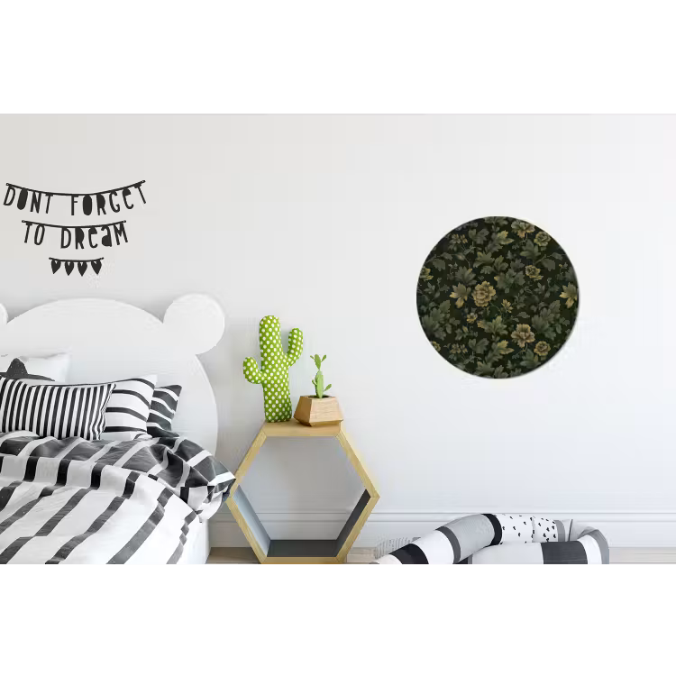 Donker - Groen - Goud - Botanisch Wandcirkel aluminium klein 190 -kinderkamer