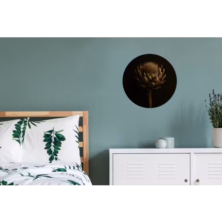 Donkerbruin - Bloem - Textuur - Artisjok Wandcirkel aluminium klein -slaapkamer