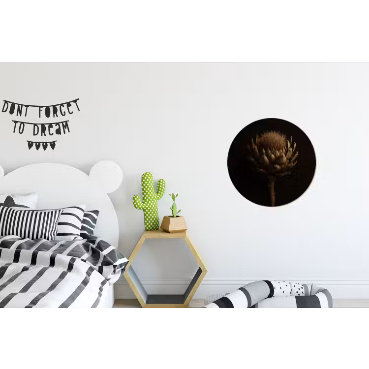 Donkerbruin - Bloem - Textuur - Artisjok Wandcirkel aluminium klein -kinderkamer