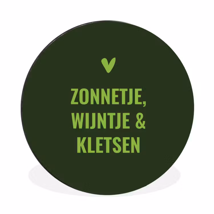Donkergroen - Quote - Zon - Zomer Wandcirkel aluminium klein -3d