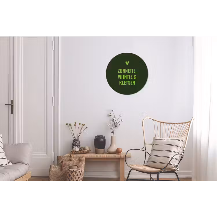Donkergroen - Quote - Zon - Zomer Wandcirkel aluminium klein -woonkamer