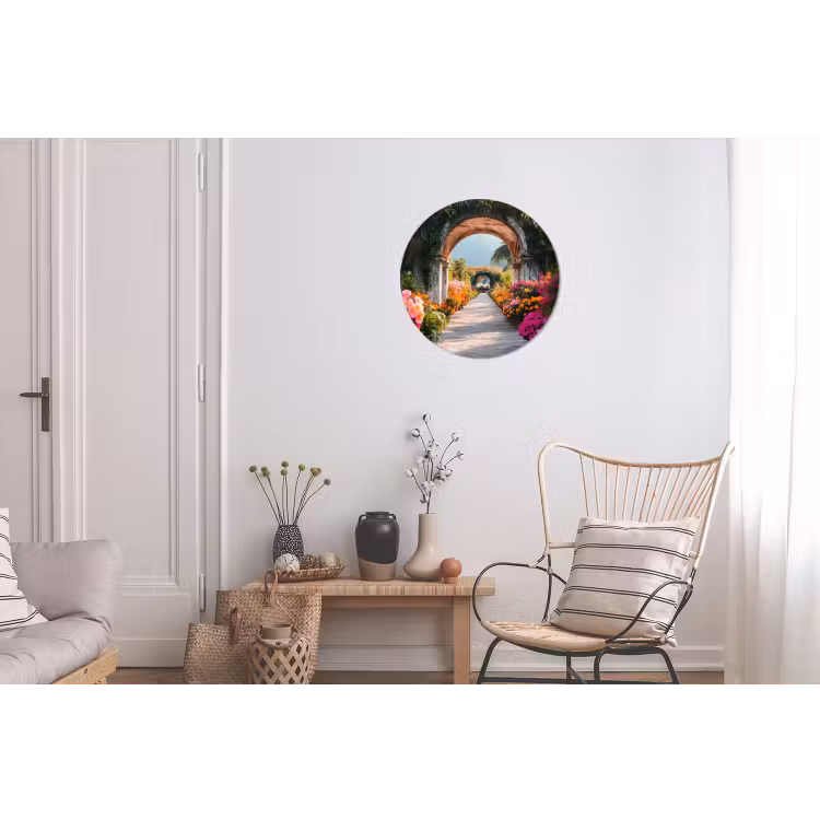 Doorkijk - Bloemen - Tropisch - Kleurrijk Wandcirkel aluminium klein -woonkamer