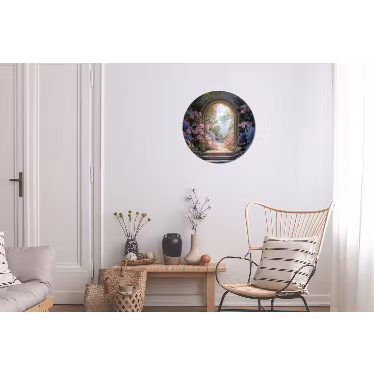 Doorkijk - Rozen - Vintage - Bloemen Wandcirkel aluminium klein -woonkamer