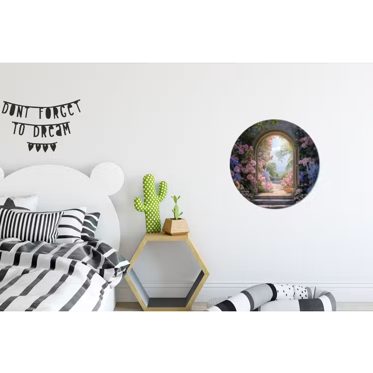 Doorkijk - Rozen - Vintage - Bloemen Wandcirkel aluminium klein -kinderkamer
