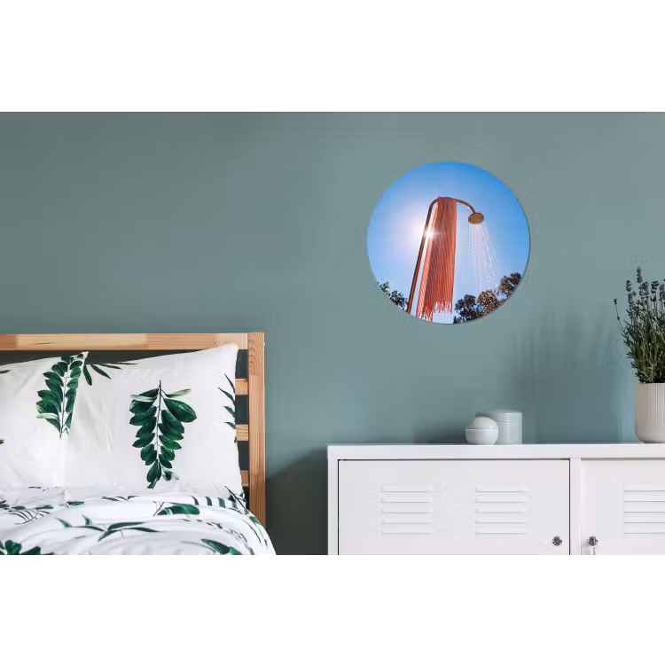Douche - Water - Zomer - Blauw Wandcirkel aluminium klein -slaapkamer