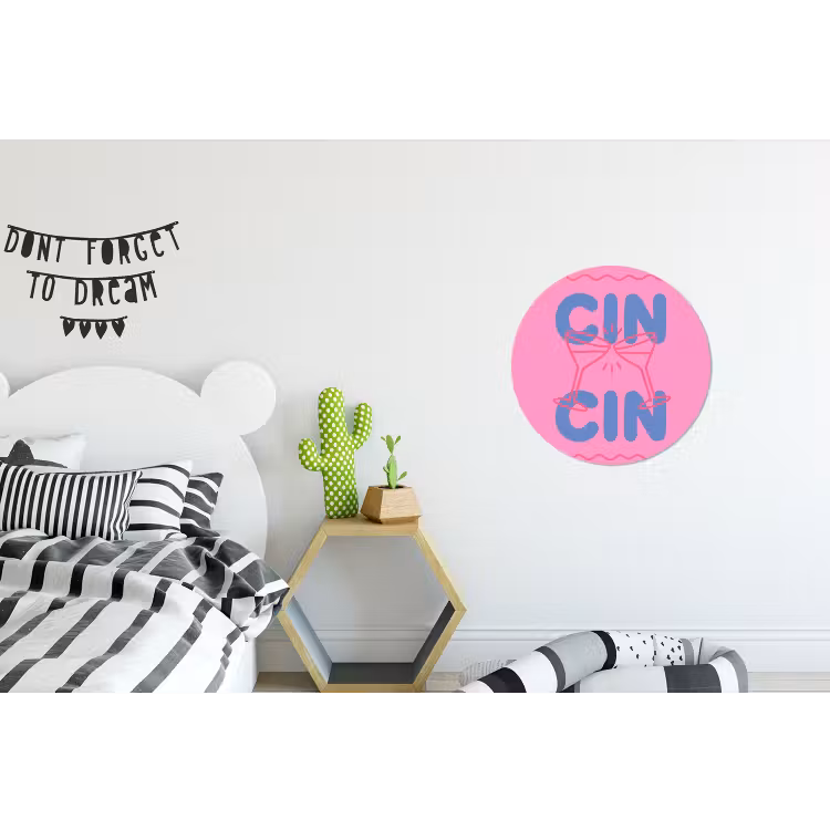 Drank - Glazen - Proost - Modern - Roze Wandcirkel aluminium klein -kinderkamer