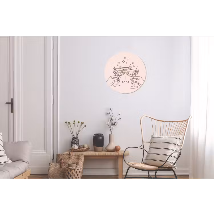 Drankjes - Feest - Proosten - Minimalistisch - Groen Wandcirkel aluminium klein -woonkamer