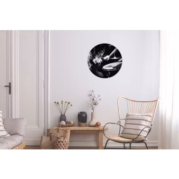 Drummer - Zwart - Drumstel Wandcirkel aluminium klein -woonkamer