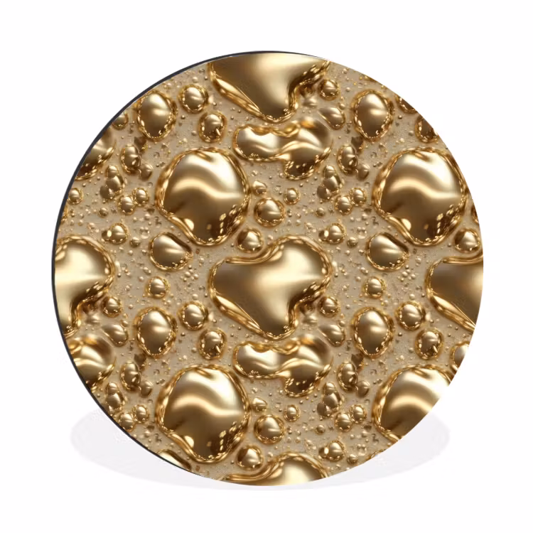 Druppels - Organisch - Goud Wandcirkel aluminium klein 190 -3d