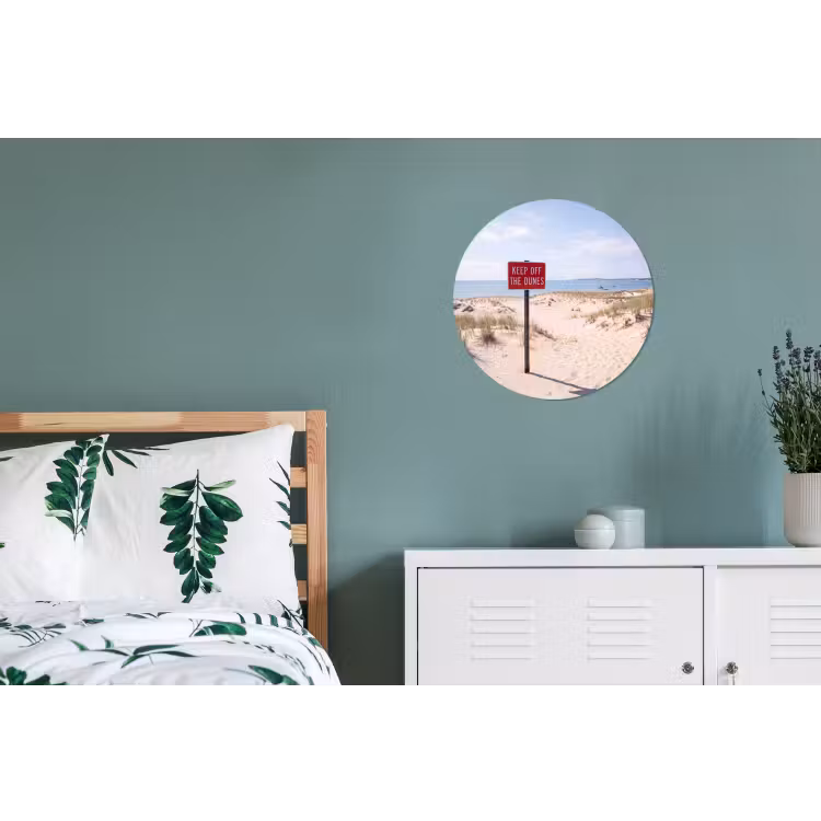 Duin - Bord - Kust - Landschap - Rood Wandcirkel aluminium klein -slaapkamer