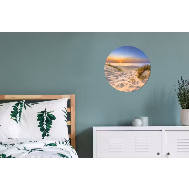 Duin - Zonsondergang - Horizon - Strand - Gras Wandcirkel aluminium klein -slaapkamer