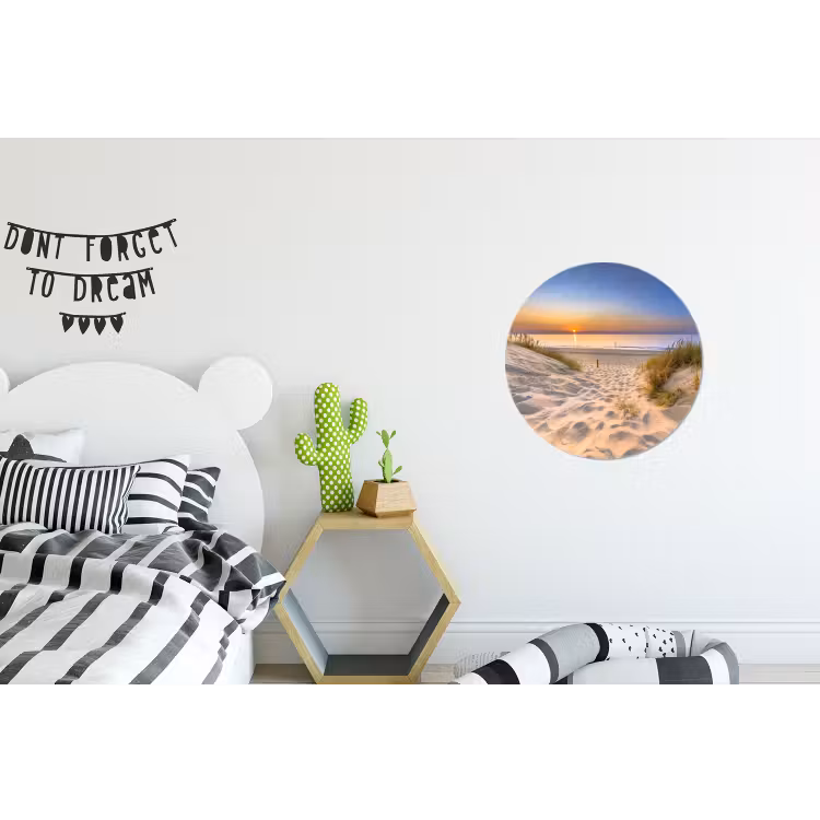 Duin - Zonsondergang - Horizon - Strand - Gras Wandcirkel aluminium klein -kinderkamer