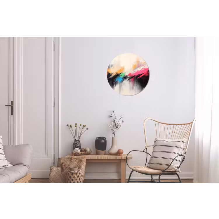 Dynamisch - Abstract - Kleurrijk - Zwart Wandcirkel aluminium klein -woonkamer