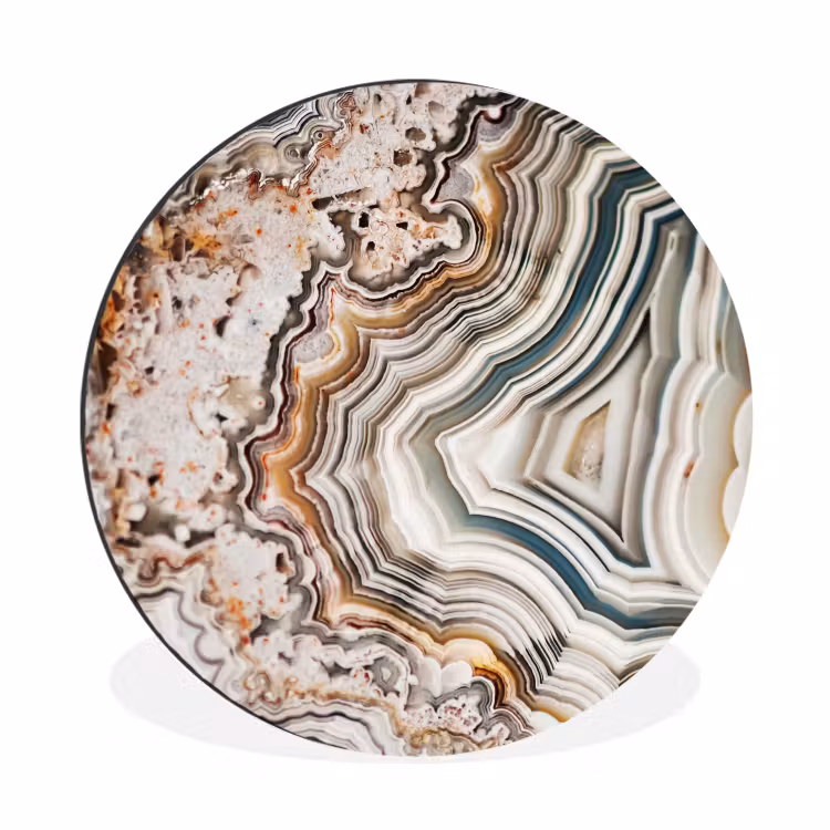 Edelsteen - Marmer - Natuur - Abstract Wandcirkel aluminium klein -3d
