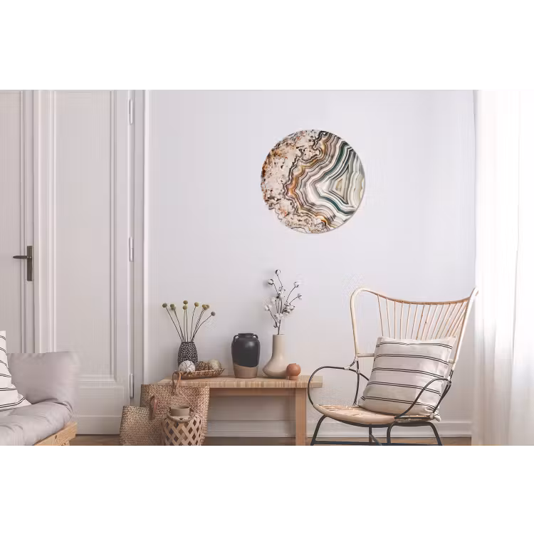 Edelsteen - Marmer - Natuur - Abstract Wandcirkel aluminium klein -woonkamer