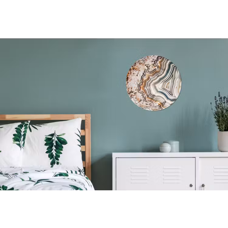 Edelsteen - Marmer - Natuur - Abstract Wandcirkel aluminium klein -slaapkamer