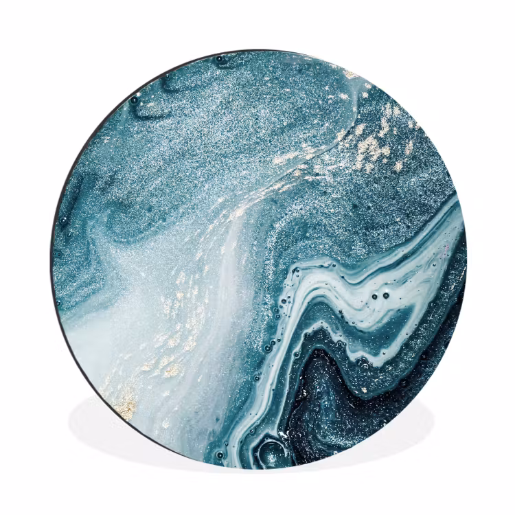 Edelstenen - Blauw - Natuur - Marmer - Abstract Wandcirkel aluminium klein -3d