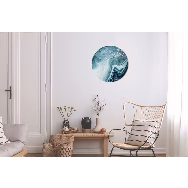 Edelstenen - Blauw - Natuur - Marmer - Abstract Wandcirkel aluminium klein -woonkamer