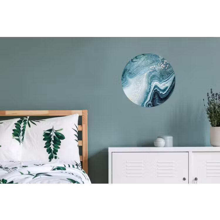 Edelstenen - Blauw - Natuur - Marmer - Abstract Wandcirkel aluminium klein -slaapkamer