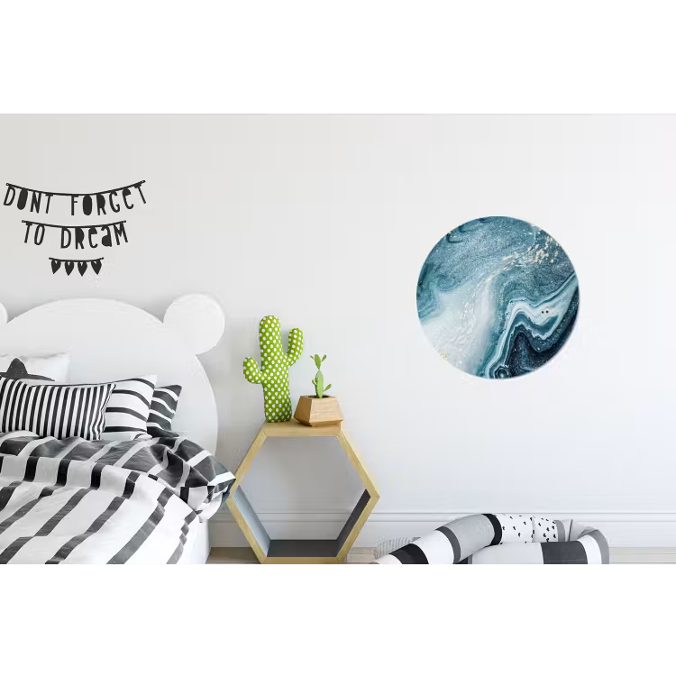 Edelstenen - Blauw - Natuur - Marmer - Abstract Wandcirkel aluminium klein -kinderkamer