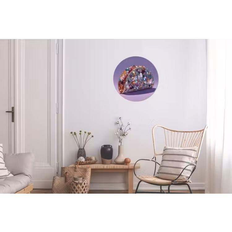 Edelstenen - Glitters - Paars - Kleurrijk Wandcirkel aluminium klein -woonkamer