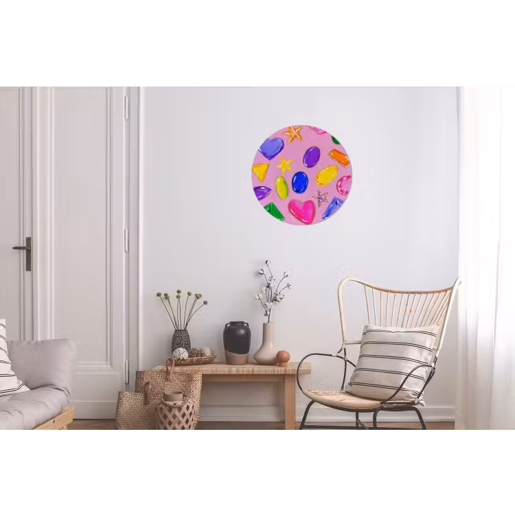 Edelstenen - Vormen - Hartje - Kleurrijk Wandcirkel aluminium klein -woonkamer