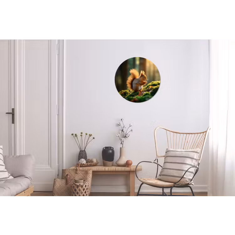 Eekhoorn - Nootje - Gras Wandcirkel aluminium klein -woonkamer