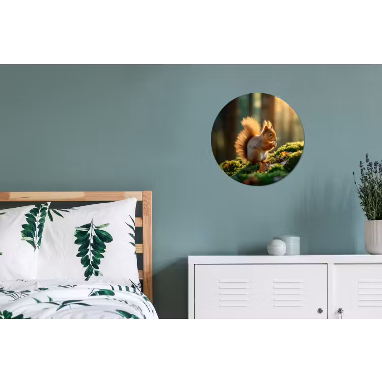 Eekhoorn - Nootje - Gras Wandcirkel aluminium klein -slaapkamer
