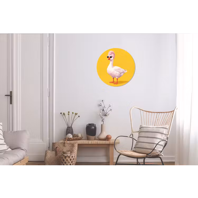 Eend - Zonnebril - Geel Wandcirkel aluminium klein -woonkamer