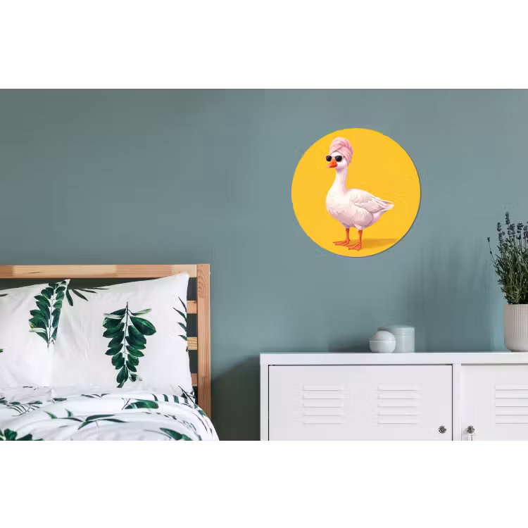 Eend - Zonnebril - Geel Wandcirkel aluminium klein -slaapkamer
