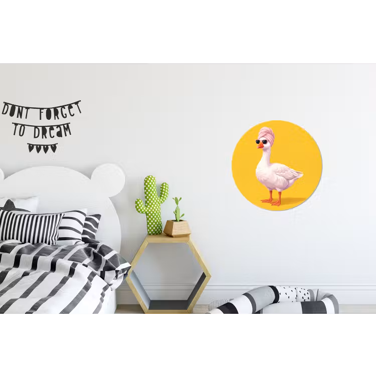 Eend - Zonnebril - Geel Wandcirkel aluminium klein -kinderkamer