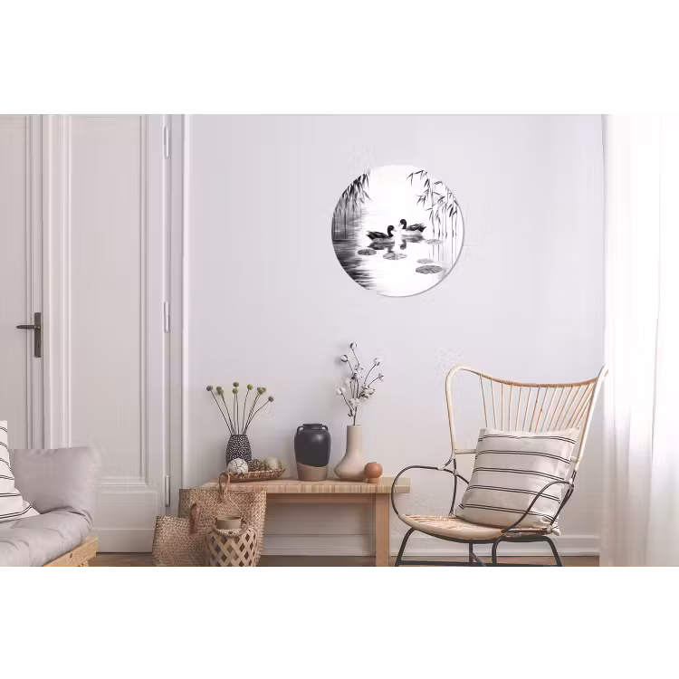 Eenden - Waterlelies - Riet - Zwart Wandcirkel aluminium klein -woonkamer