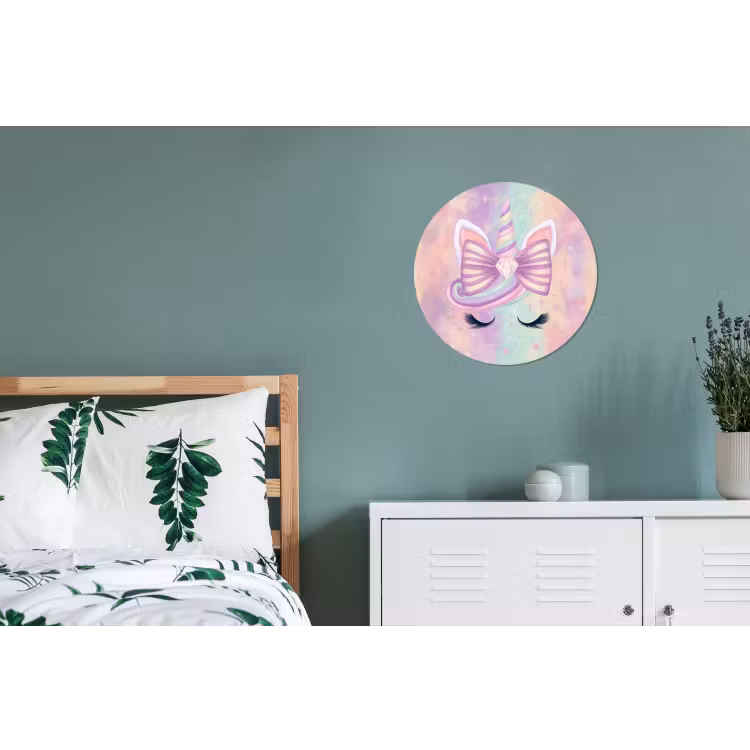 Eenhoorn - Glitters - Regenboog - Pastel Wandcirkel aluminium klein -slaapkamer