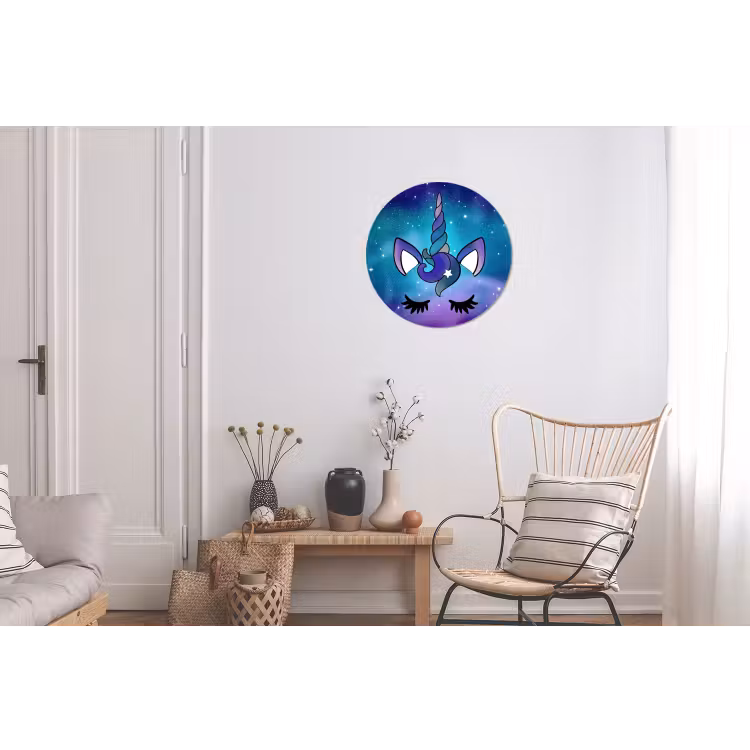 Eenhoorn - Sterrenhemel - Ster - Blauw Wandcirkel aluminium klein -woonkamer