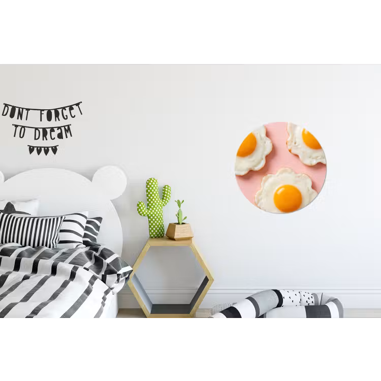 Eieren - Bloem - Roze Wandcirkel aluminium klein -kinderkamer