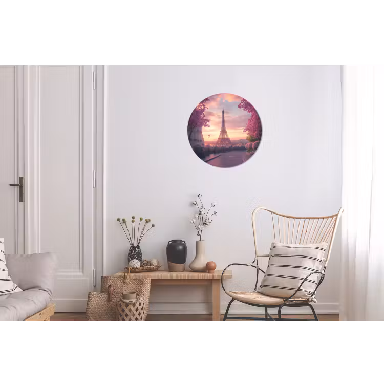 Eiffeltoren - Parijs - Roze Wandcirkel aluminium klein -woonkamer