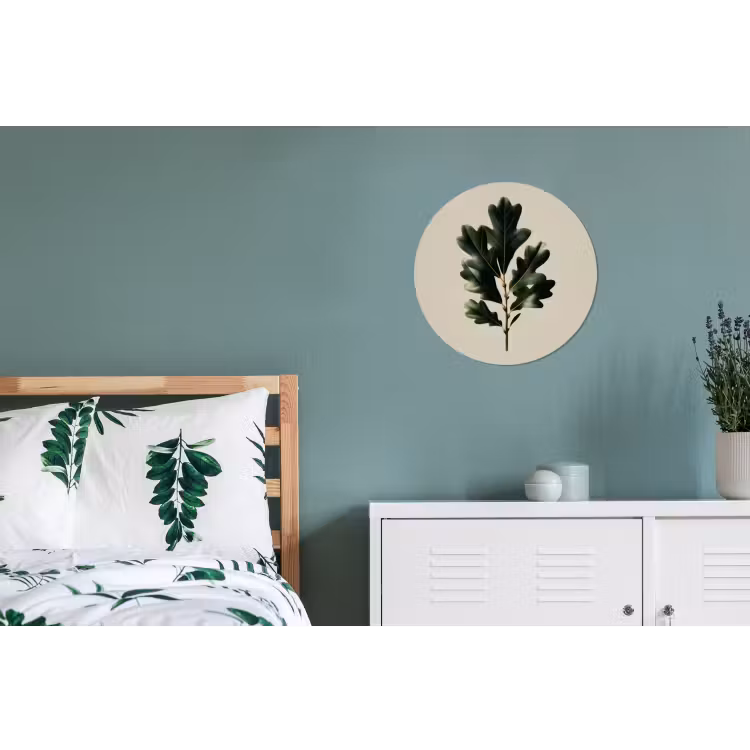 Eikenbladeren - Beige - Groen - Golvende randen Wandcirkel aluminium klein -slaapkamer