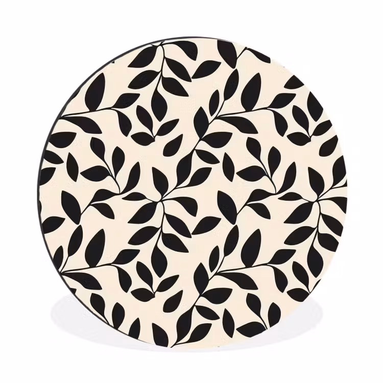 Elegant - Patroon - Zwart - Beige Wandcirkel aluminium klein 190 -3d