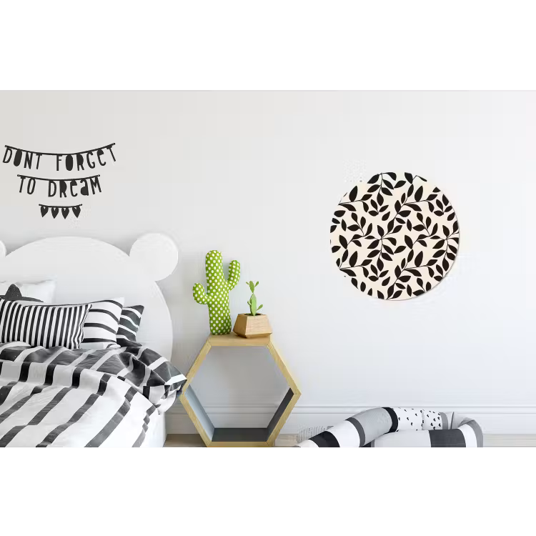 Elegant - Patroon - Zwart - Beige Wandcirkel aluminium klein 190 -kinderkamer